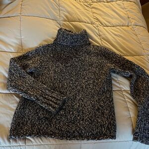 Vintage GAP chunky wool turtleneck sweater in marled blue & white